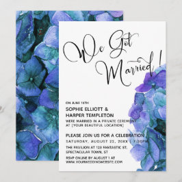 Convite Hortênsia em Aquarela Azul Roxo Nós nos Casamos
