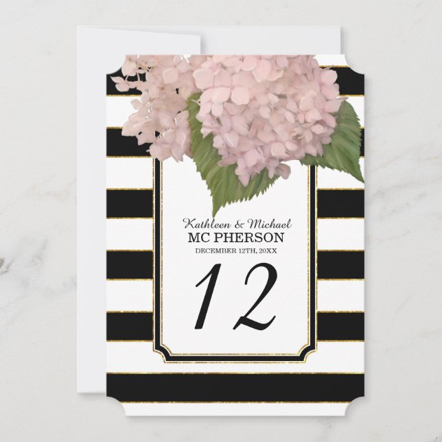 Convite Hortênsia Estilo Art Déco Moderno com Listras Fals (Frente)