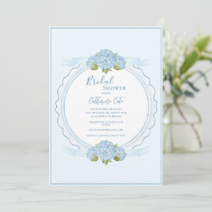 Convite Hortênsia Floral Azul Chuveiro de Noiva Elegante