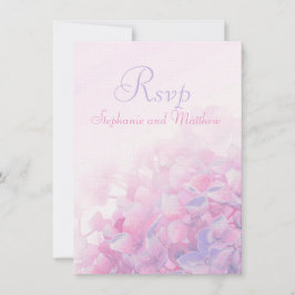 Convite Hortênsia floral casamento formal RSVP rosa roxo