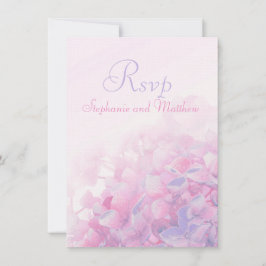 Convite Hortênsia floral casamento formal RSVP rosa roxo