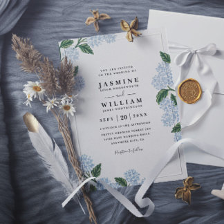 Convite Hortênsia Floral Rústico Elegante Casamento Modern