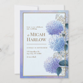 Convite Hortênsia Periwinkle Stardust Quadro Dourado Casam