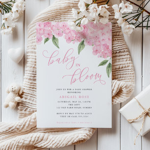 Convite Hortênsia Rosa Bebê em Flor Chá de Bebê