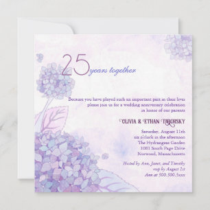 Convite Hortênsias 25º Aniversário de Bodas de Prata