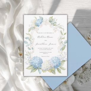 Convite Hortênsias Azuis Brancas Casamento Elegante