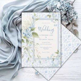 Convite Hortênsias Azuis Brancas Casamento Elegante Vintag