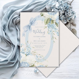 Convite Hortênsias Azuis Brancas Casamento Vintage Elegant