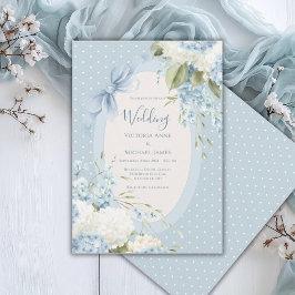 Convite Hortênsias Azuis Brancas Casamento Vintage Elegant