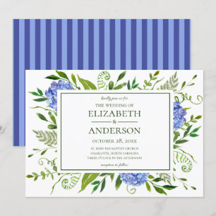 Convite Hortênsias Azuis Casamento em Aquarela Floral