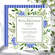Hortênsias Azuis de Aniversário de 90 Anos Aquarel