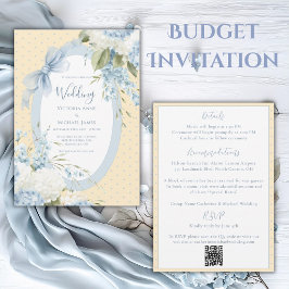 Convite Hortênsias Azuis e Brancas Casamento Elegante e Ec