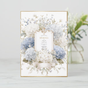 Convite Hortênsias Azuis Elegantes Casamento Vintage Orçam