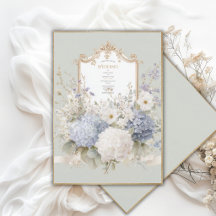 Hortênsias Azuis Elegantes Casamento Vintage Sage
