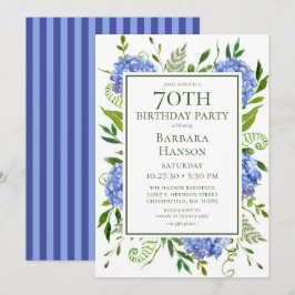 Convite Hortênsias Azuis para 70º Aniversário