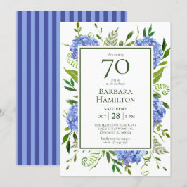 Convite Hortênsias Azuis para 70º Aniversário