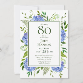 Convite Hortênsias Azuis para o 80º Aniversário