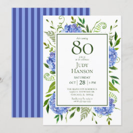 Convite Hortênsias Azuis para o 80º Aniversário
