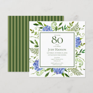 Convite Hortênsias Azuis para o 80º Aniversário