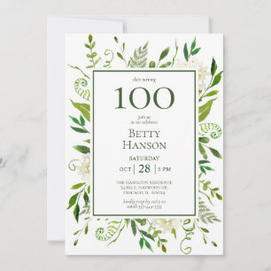Convite Hortênsias Brancas de 100º Aniversário