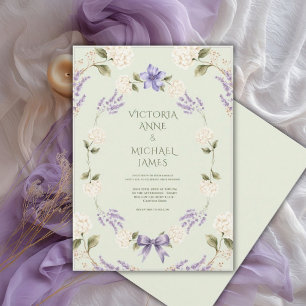 Convite Hortênsias Brancas Floral Roxo Elegante