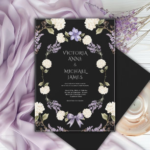 Convite Hortênsias Brancas Floral Roxo Elegante