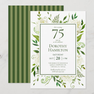 Convite Hortênsias Brancas para 75º Aniversário