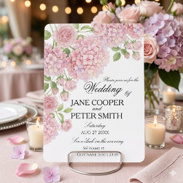 Convite Hortênsias e rosas rosa pastel Orçamento Casamento