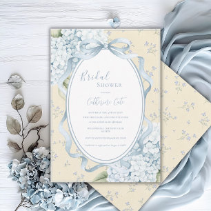 Convite Hortênsias Florais Azuis Casamento Amarelo Caprich