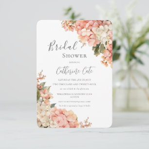 Convite Hortênsias Rosa e Pêssego Chuveiro de Noiva Floral