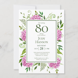 Convite Hortênsias Rosa pelo 80º Aniversário