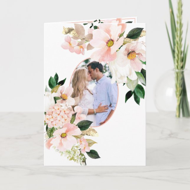 Convite Hortênsias Rosas Tulipas Brancas Foto Casamento Bo (Frente)