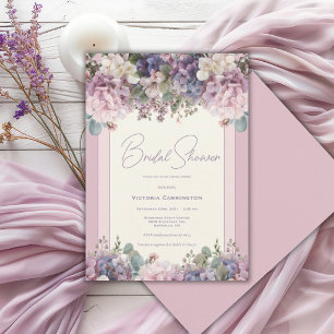 Convite Hortênsias Roxas Aquarela Floral Casamento Moderno