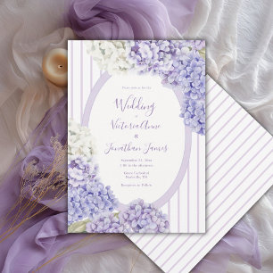 Convite Hortênsias Roxas Brancas Listra Floral Casamento