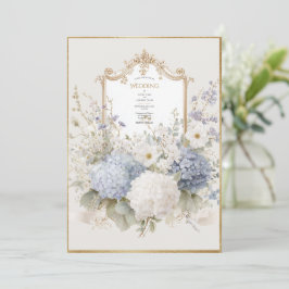 Convite Hortênsias Roxas Elegantes Casamento Vintage