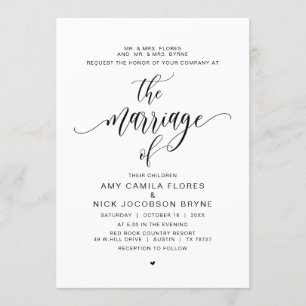 Convite Hospedagem de pais,Caligrafia negra moderna, Casam