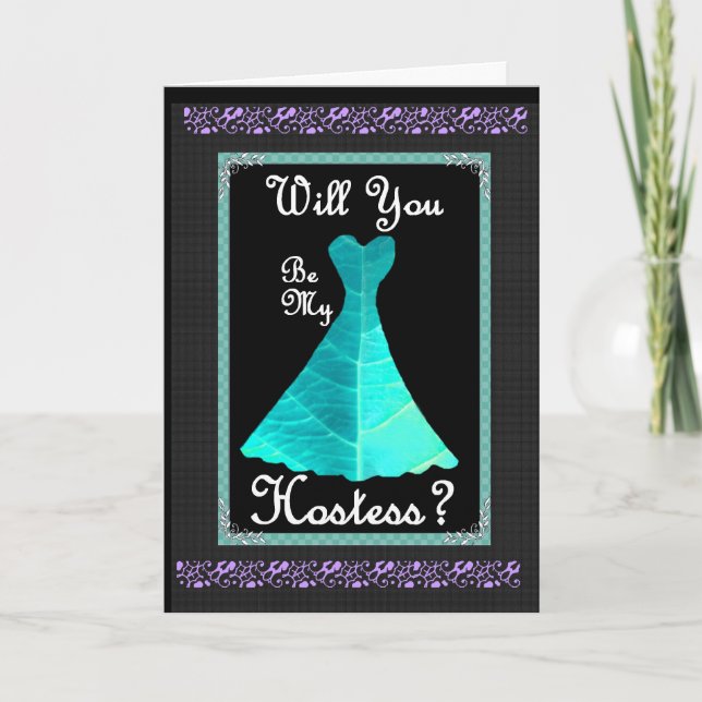 Convite Hostess Wedding Invitation - TURQUOISE Gown (Frente)
