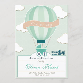 Convite Hot Air Ballon Baby Shower Invitation (It´s a boy)