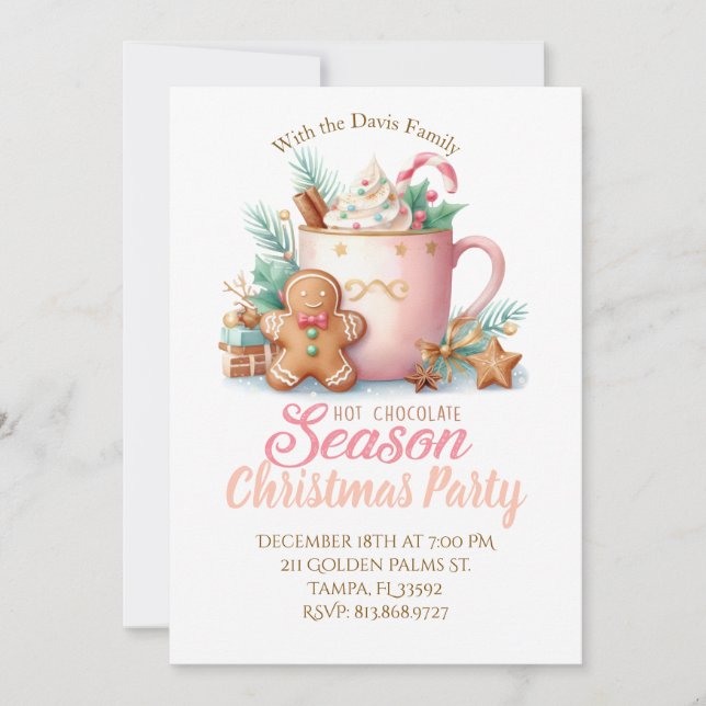 Convite Hot Chocolate Christmas Season Party Invitation  (Frente)