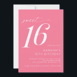 Convite Hot Pink | Cute Bright Cerise Doce 16 Aniversário<br><div class="desc">Girly 16 convites de festas de aniversários com acentos de script. Simples,  casual e bonito. Cor rosa-quente brilhante com letra branca.</div>