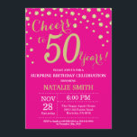 Convite Hot Pink e Dourado Surpresa 50º aniversário Diaman<br><div class="desc">Surpreenda o 50º Convite de Aniversário com o Fundo de Diamante Rosa e Dourado. Dourado Confetti. Aniversário Adulto. Homens ou Mulheres Aniversário. Para mais personalização,  clique no botão "Personalizar" e use a ferramenta design para modificar este modelo.</div>