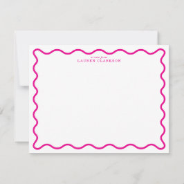 Convite Hot Pink Modern Wavy Border Note Card