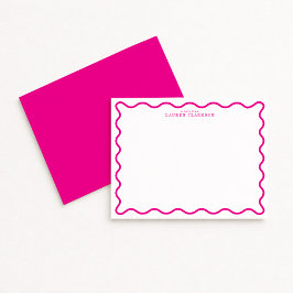 Convite Hot Pink Modern Wavy Border Note Card