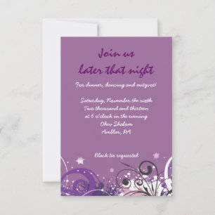 Convite Hot Violet Swirls Stars Bat Mitzvah