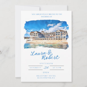 Convite Hotel Beauport Massachusetts Local Aquarela