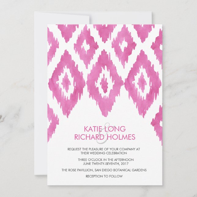 Convite HotPink Ikat (Frente)