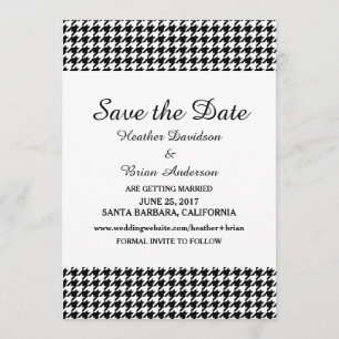Convite Houndstooth Salve a Data Invite, Preto