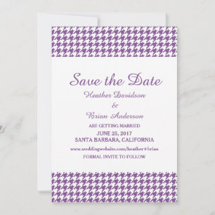 Convite Houndstooth Salve a Data Invite, Roxo