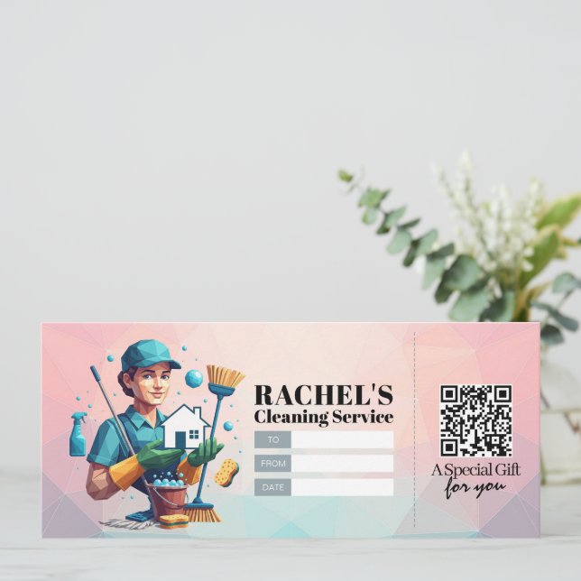 Convite House Cleaning Services Gift Certificate Voucher (Em pé/Frente)