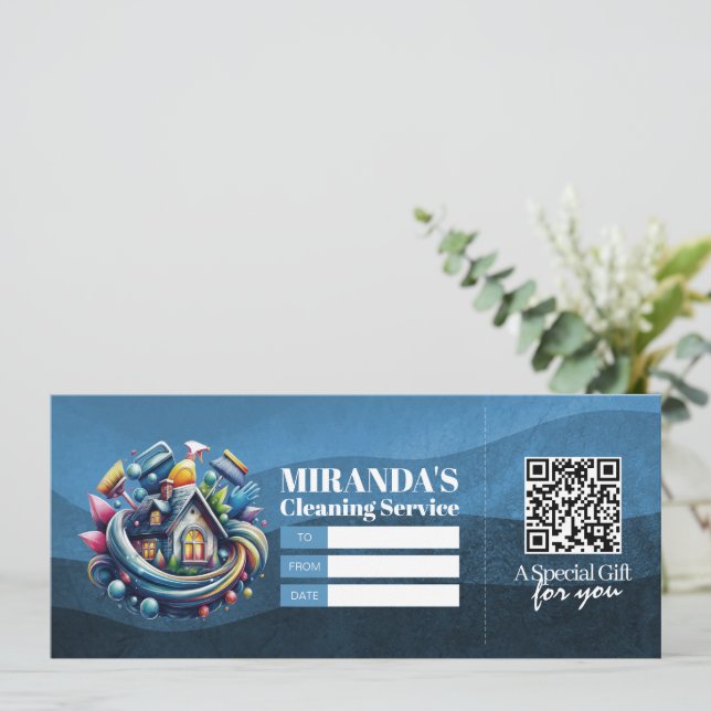 Convite House Cleaning Services Gift Certificate Voucher (Em pé/Frente)